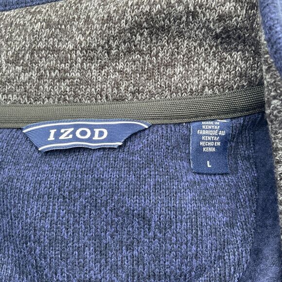 Izod Men's Thermasoft Quarter Zip Fleece Sweater Large Navy Blazer - Picture 3 of 10